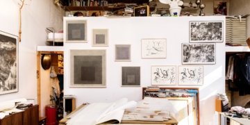 Atelieransicht mit den Serien zu Josef Albers 
und Pollock, Foto: Xandra M. Linsin