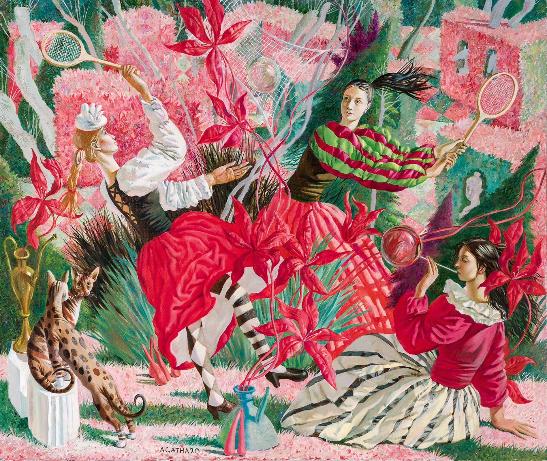 Agatha Belaya, Badminton, Öl auf Leinwand, 110x130 cm