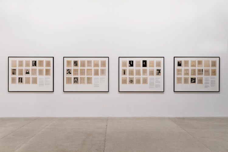 Alejandro Cesarco, Der Familienroman (The
Family Novel), 2017, Four framed archival inkjet
prints, 102 x 134 cm each, in The Measures
of Memory, Installationsansicht in der Galleria
Raffaella Cortese, Mailand 2017